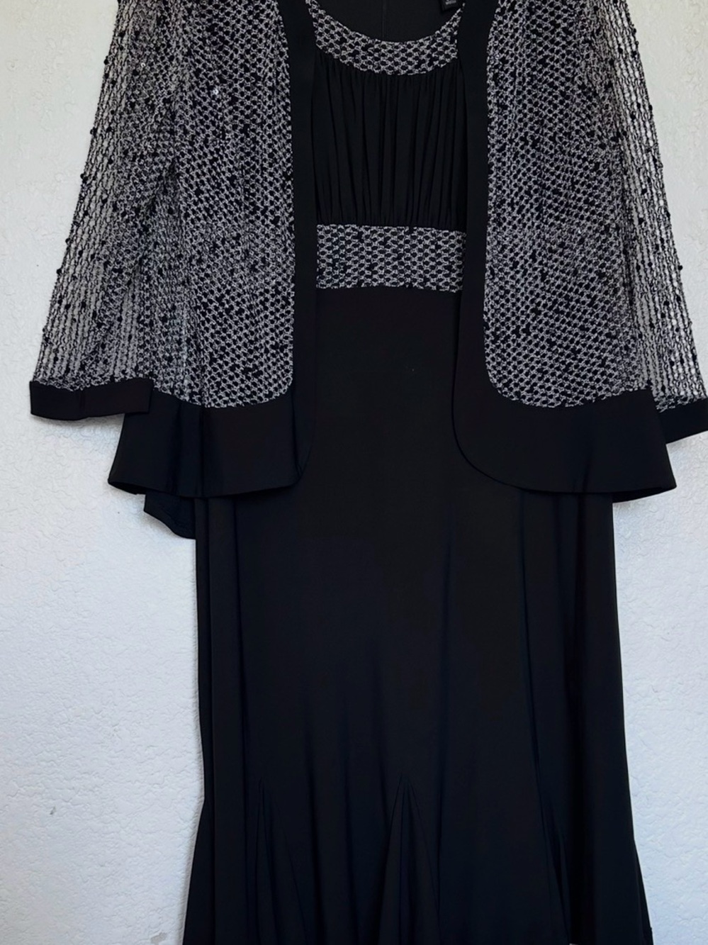 R&M Richards Black and Silver Beaded Jacket Dress Set - Picture 5 of 7